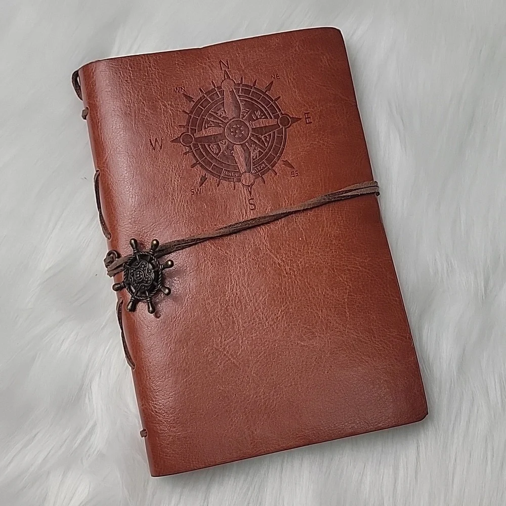 Nautical NeW Faux Leather Compass Rose Embossed Refillable Paper Diary Notepad‎